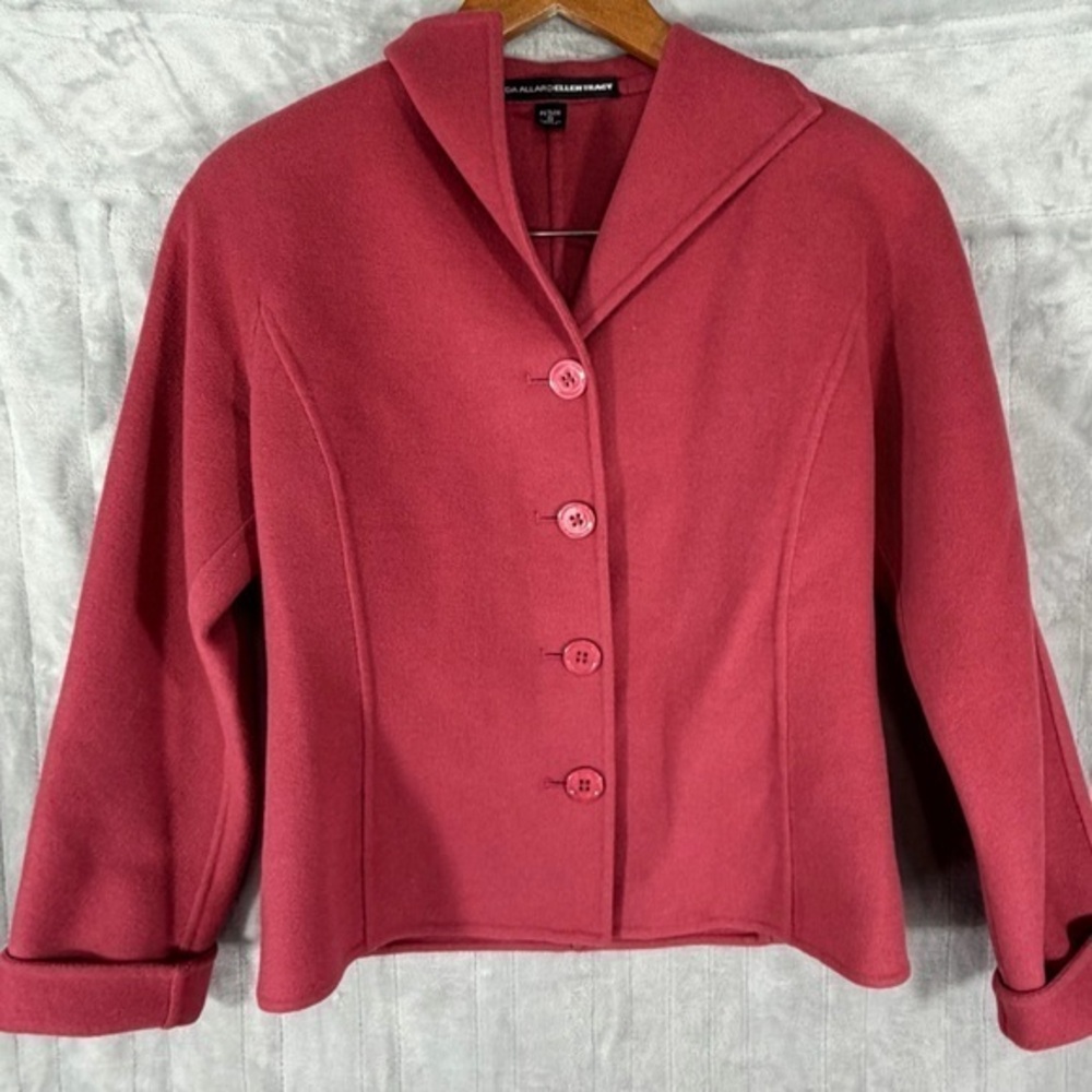 Linda Allard Ellen Tracy Women Blazer Wool Button Jacket Petite size 0  Blush